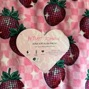 Betsey Johnson Disco Strawberry Plush Throw Blanket